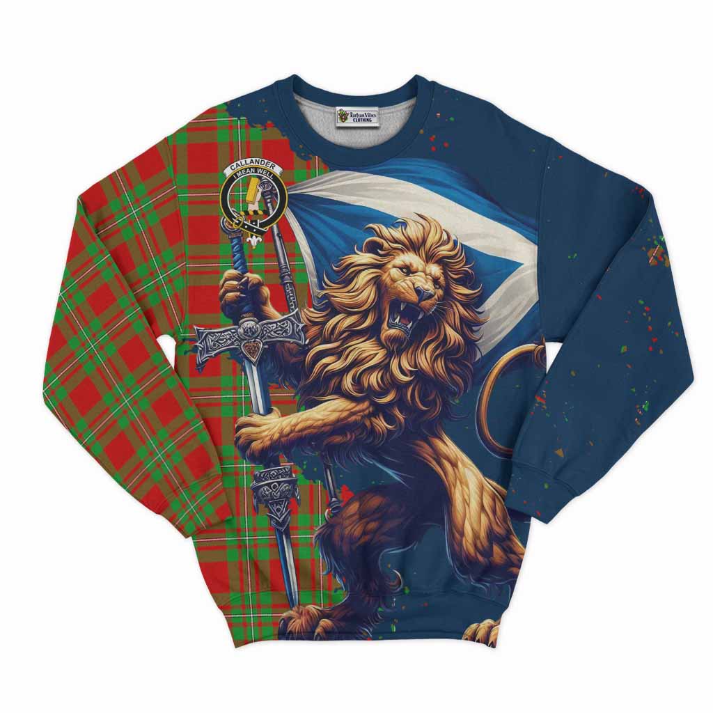 Tartan Vibes Clothing Callander Tartan Family Crest Sweatshirt with Scottish Majestic Lion