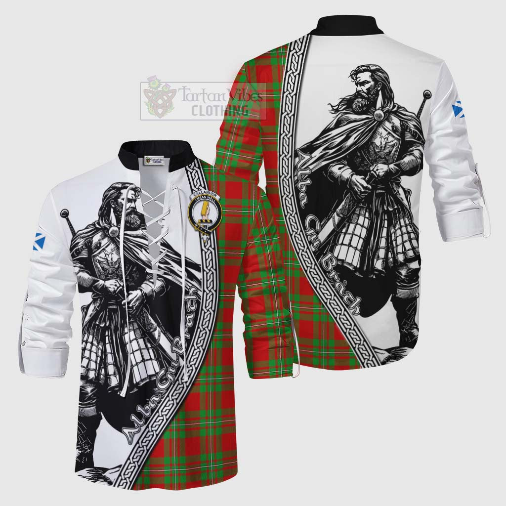 Callander Tartan Clan Crest Ghillie Kilt Shirt with Highlander Warrior Celtic Style Men - Tartan Vibes Clothing