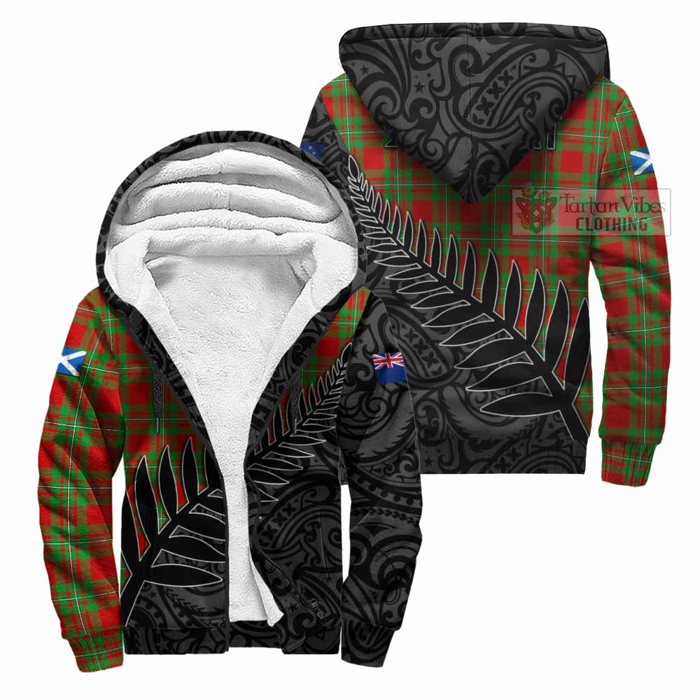 Tartan Vibes Clothing Callander Crest Tartan Sherpa Hoodie with New Zealand Silver Fern Half Style