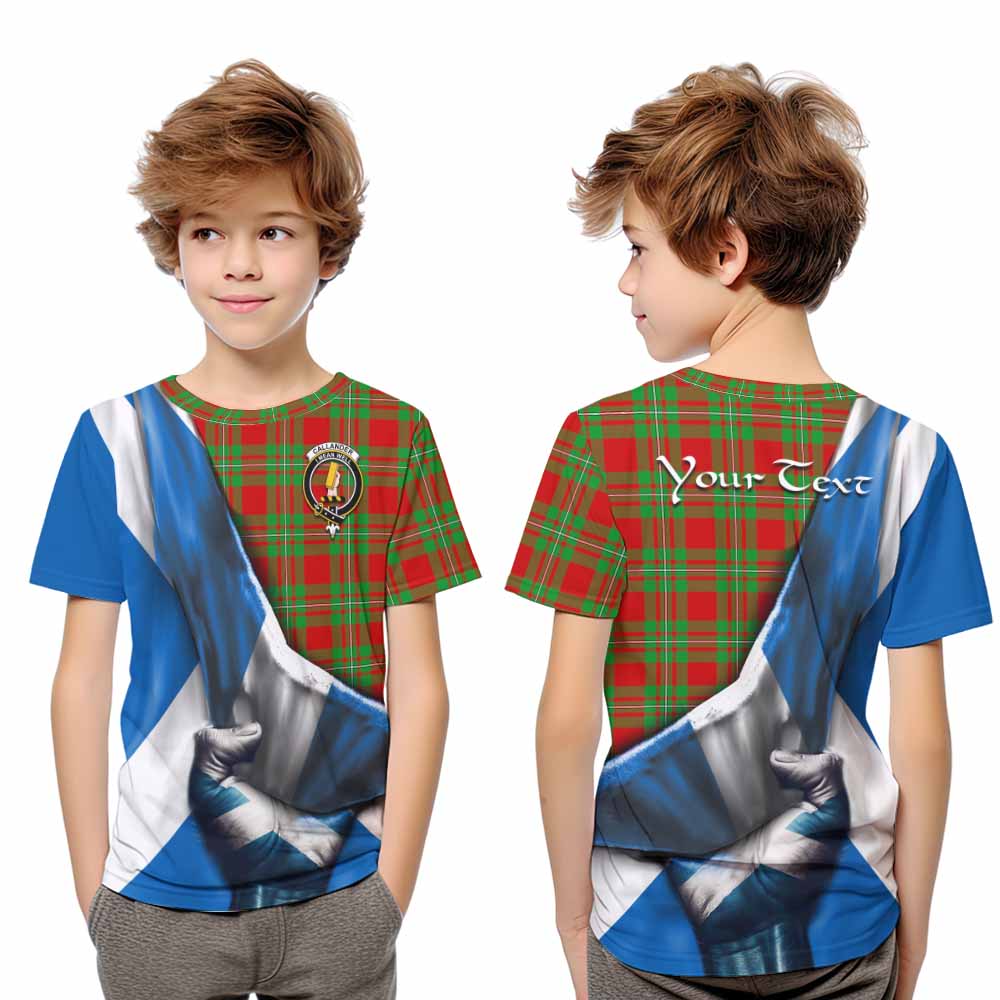 Tartan Vibes Clothing Callander Tartan Kid T-Shirt with Family Crest Scotland Patriotic Style