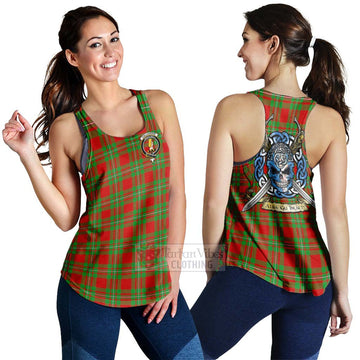 Callander Tartan Women's Racerback Tanks with Family Crest Celtic Skull Style