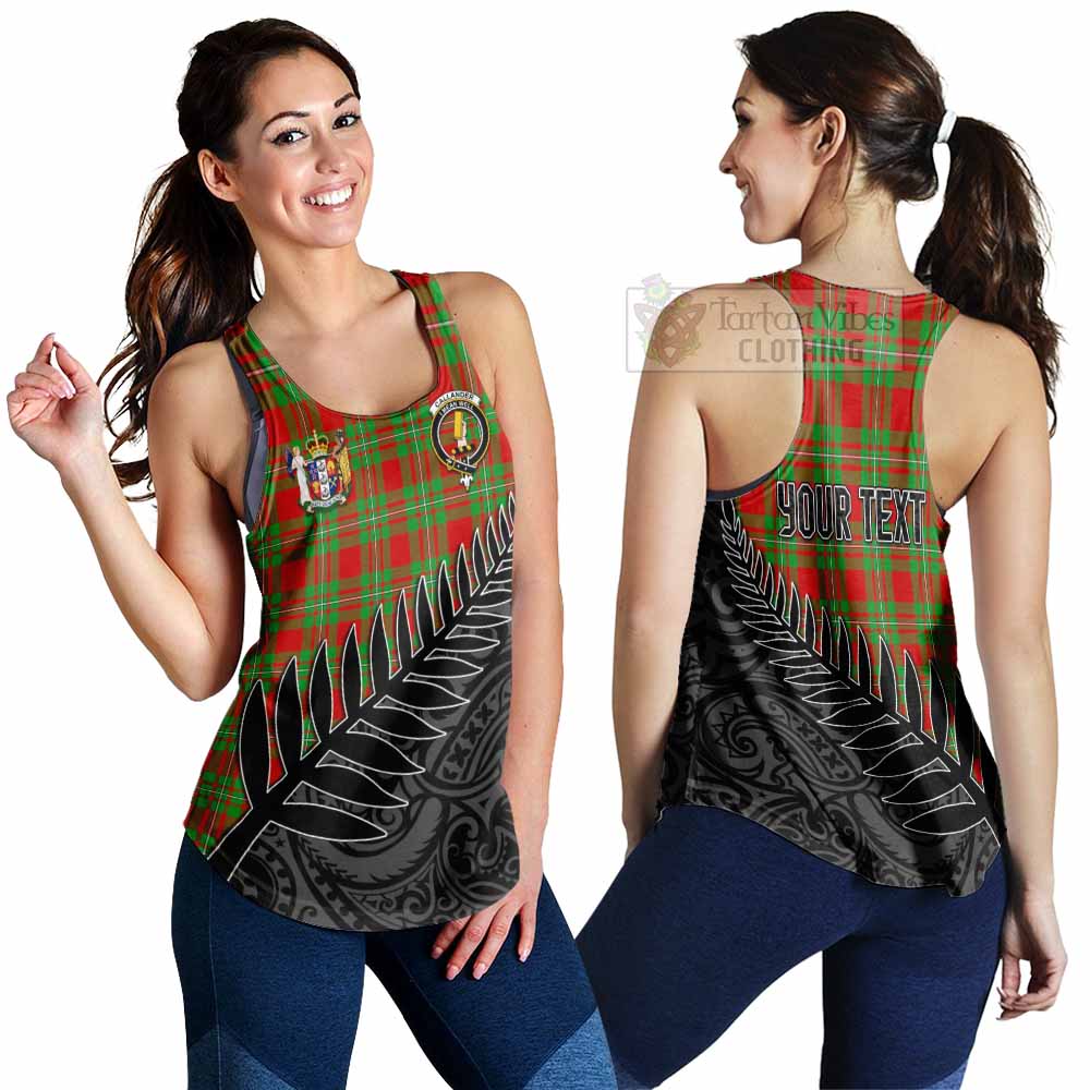 Tartan Vibes Clothing Callander Crest Tartan Women's Racerback Tanks with New Zealand Silver Fern Half Style