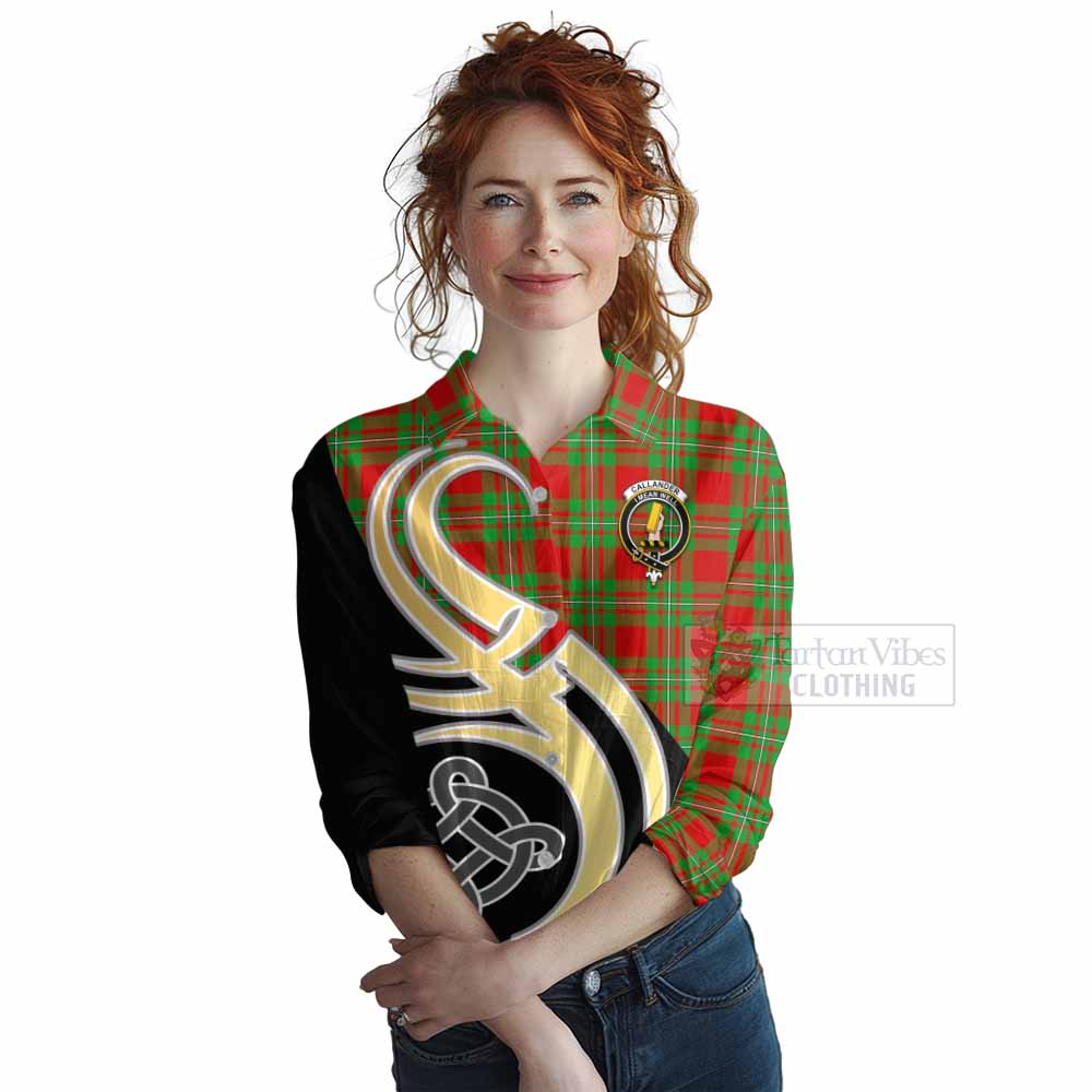 Tartan Vibes Clothing Callander Tartan Women's Casual Shirt with Family Crest and Celtic Symbol Style