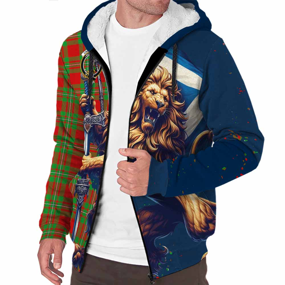 Tartan Vibes Clothing Callander Tartan Family Crest Sherpa Hoodie with Scottish Majestic Lion