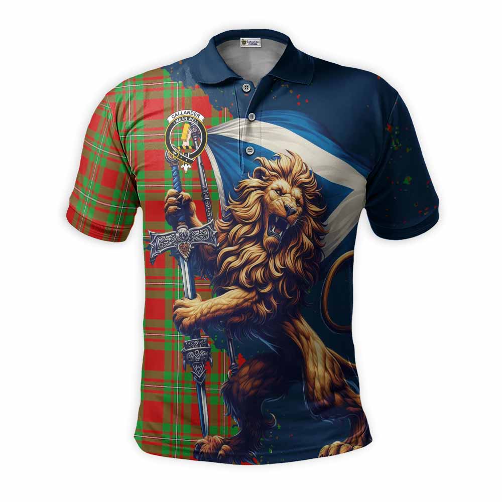 Tartan Vibes Clothing Callander Tartan Family Crest Men's Polo Shirt with Scottish Majestic Lion