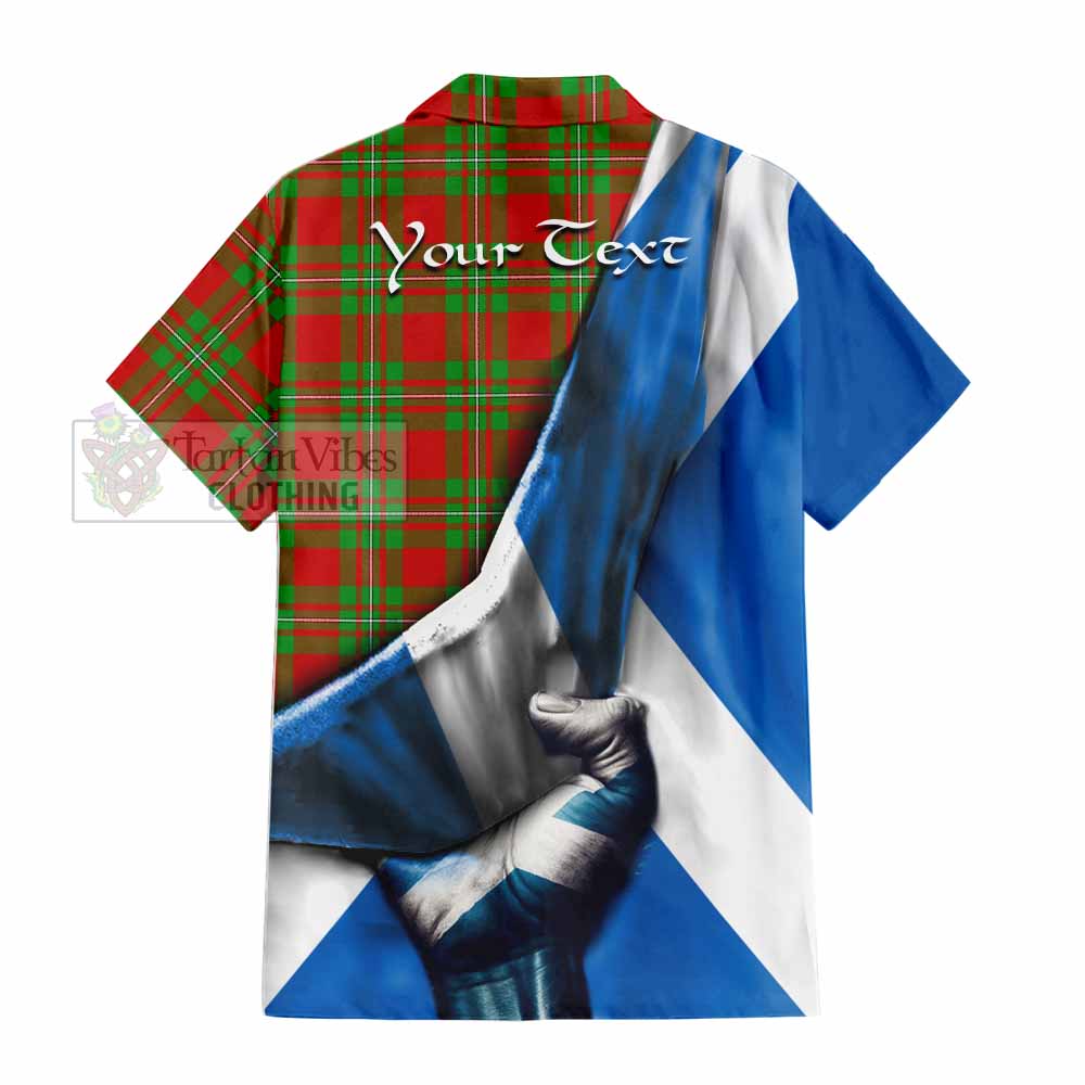 Tartan Vibes Clothing Callander Tartan Short Sleeve Button Shirt with Family Crest Scotland Patriotic Style