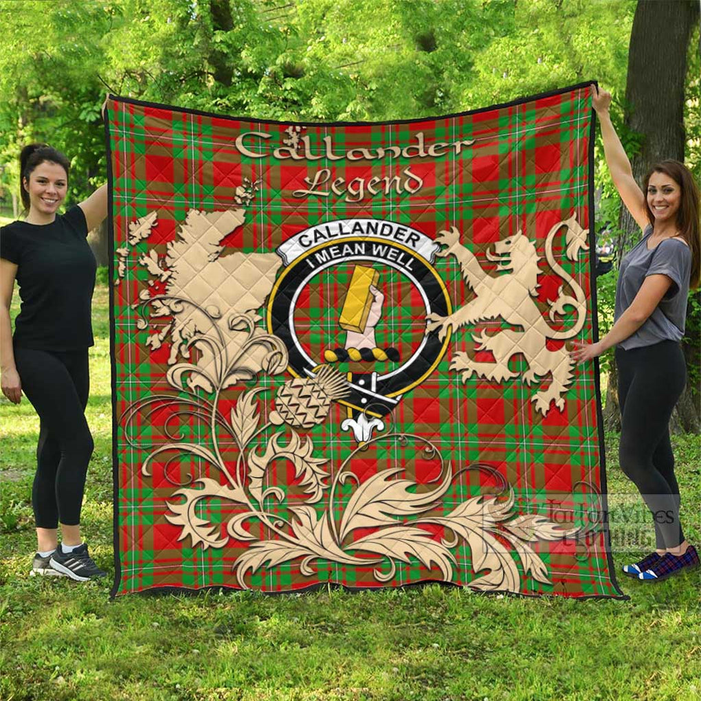 Tartan Vibes Clothing Callander Tartan Quilt with Family Crest and Scottish Symbol Style