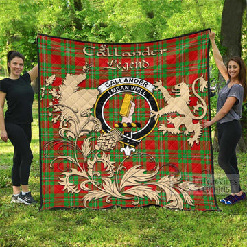 Callander Tartan Quilt with Family Crest and Scottish Symbol Style