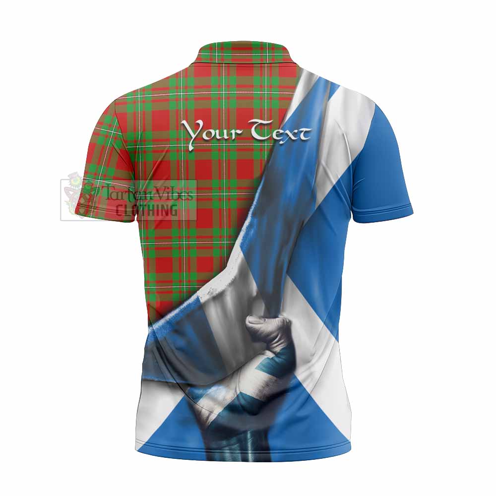 Tartan Vibes Clothing Callander Tartan Zipper Polo Shirt with Family Crest Scotland Patriotic Style