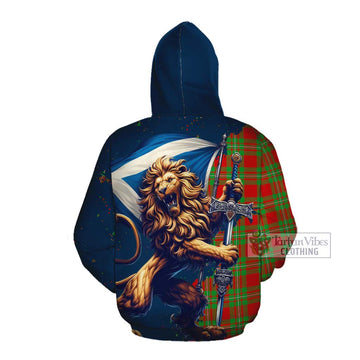 Callander Tartan Family Crest Cotton Hoodie with Scottish Majestic Lion Pullover Hoodie - Tartan Vibes Clothing