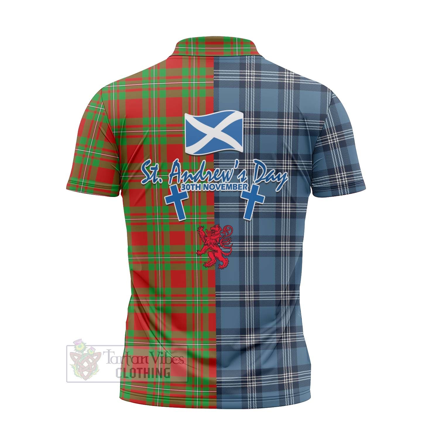 Tartan Vibes Clothing Callander Tartan Zipper Polo Shirt Happy St. Andrew's Day Half Tartan Style