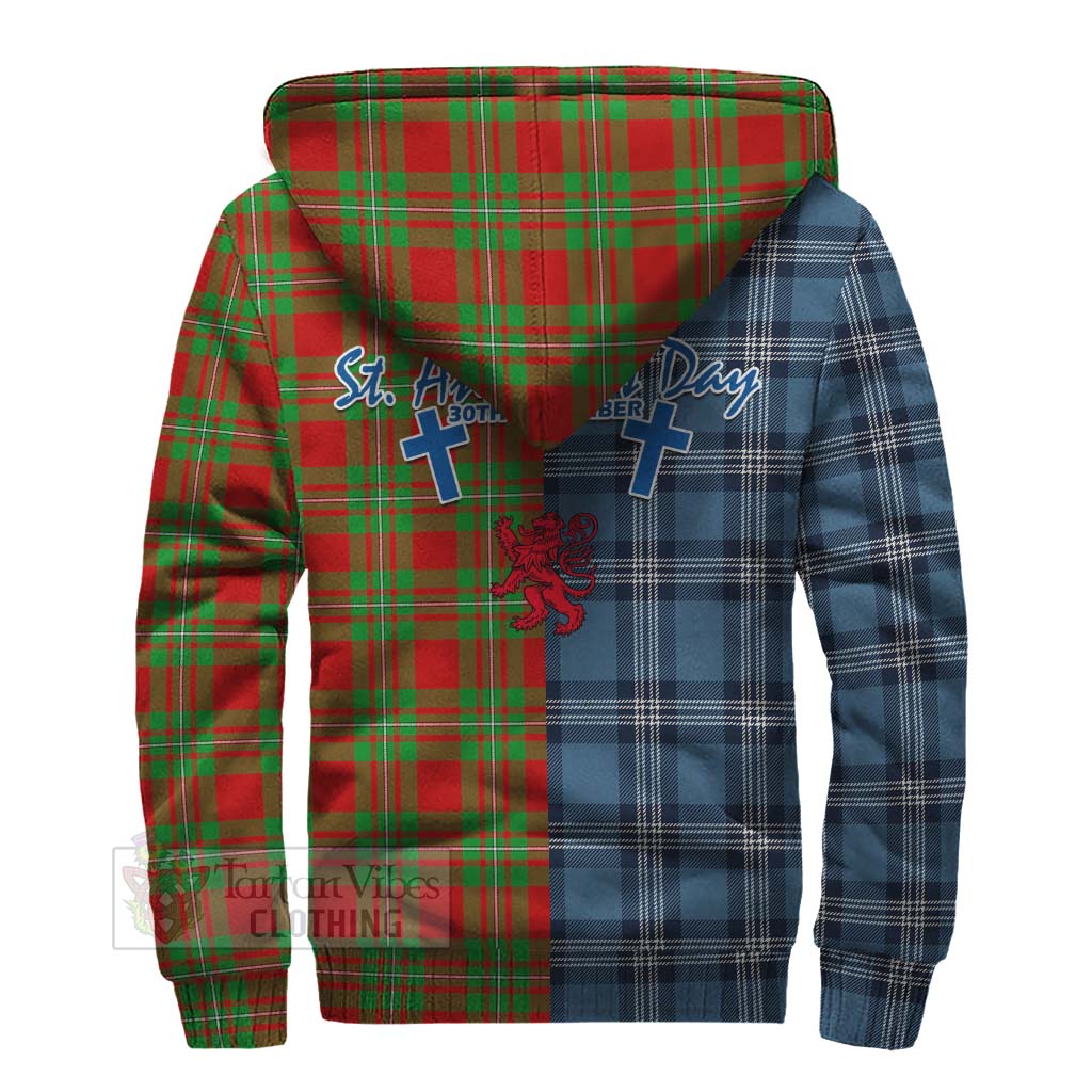 Tartan Vibes Clothing Callander Tartan Sherpa Hoodie Happy St. Andrew's Day Half Tartan Style