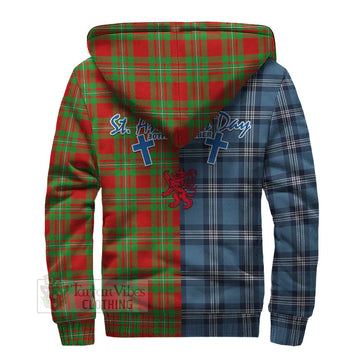 Callander Tartan Sherpa Hoodie Happy St. Andrew's Day Half Tartan Style