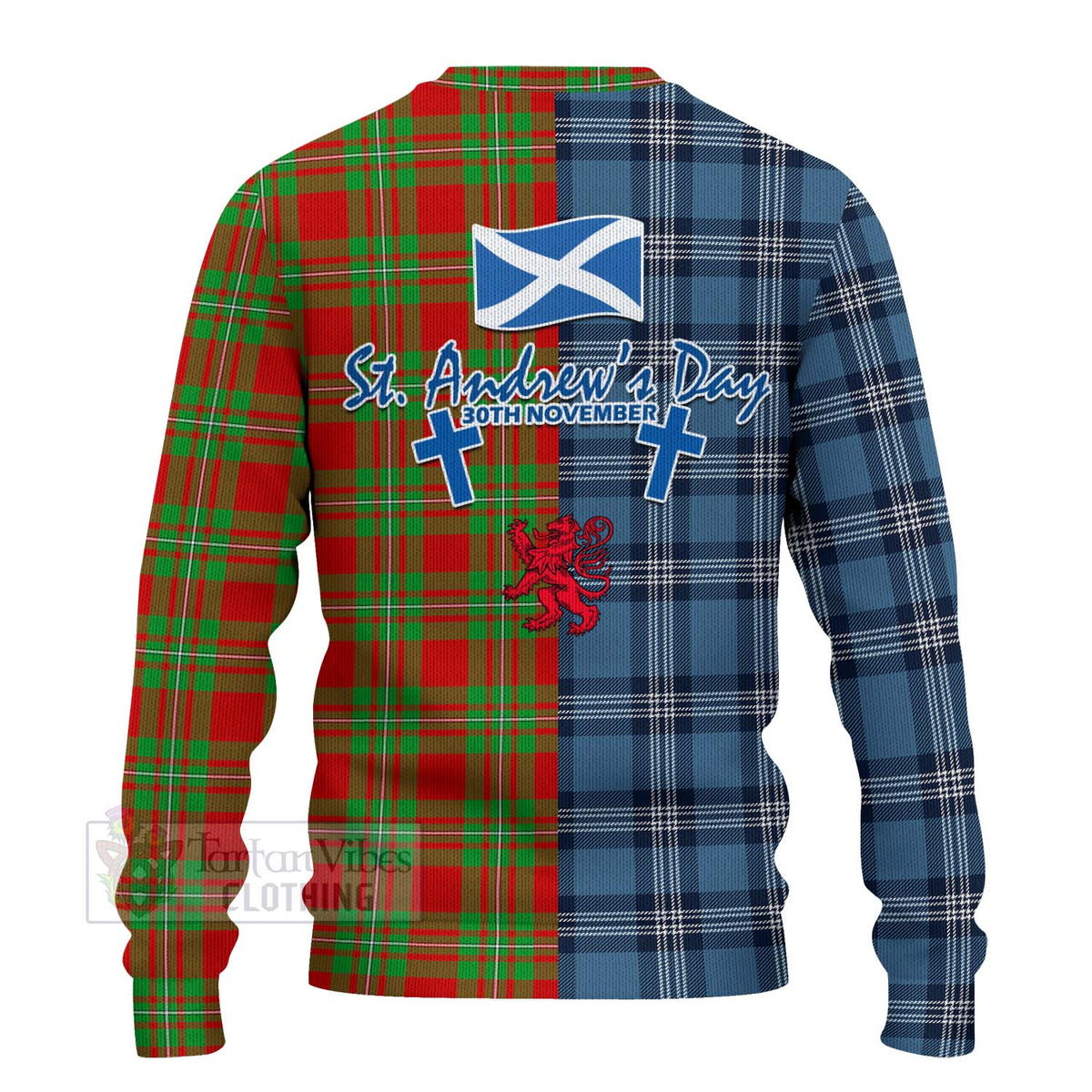 Callander Tartan Knitted Sweater Happy St. Andrew's Day Half Tartan Style - Tartan Vibes Clothing