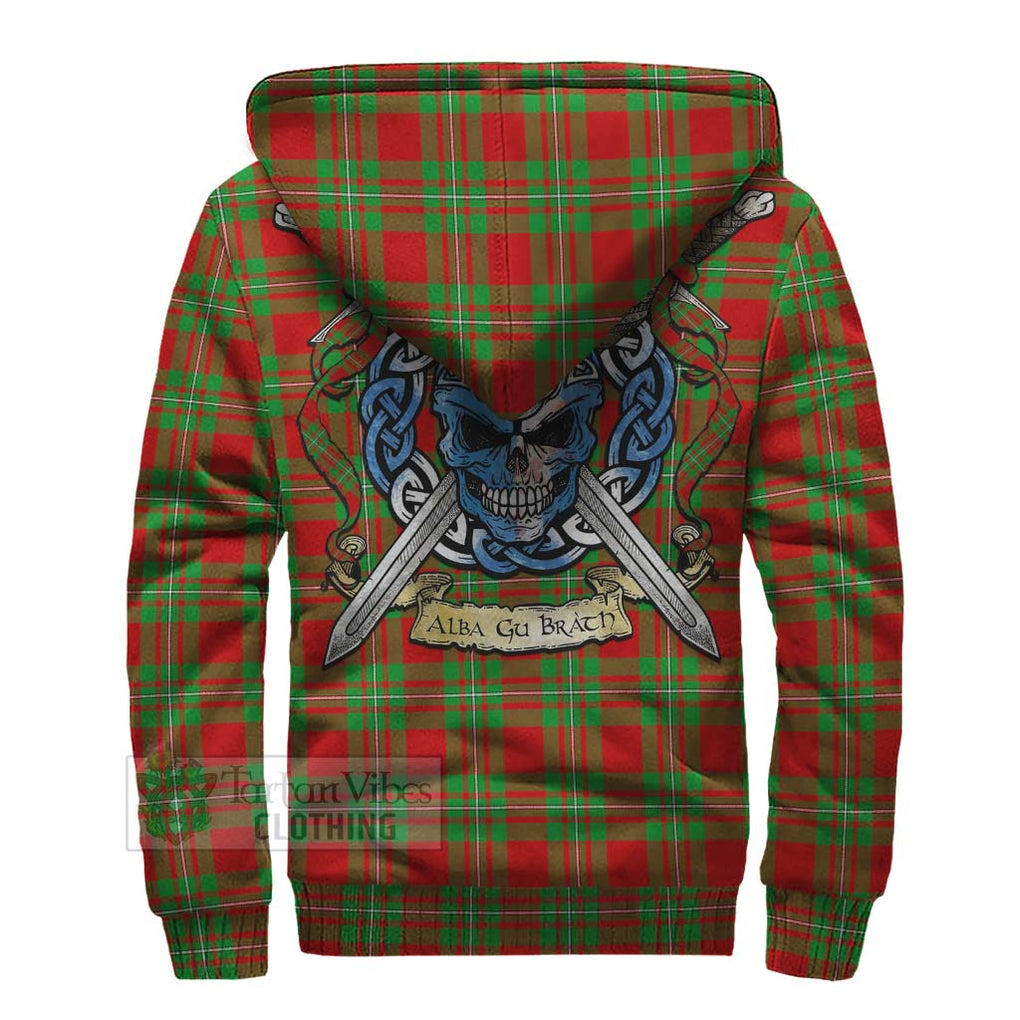 Tartan Vibes Clothing Callander Tartan Sherpa Hoodie with Family Crest Celtic Skull Style