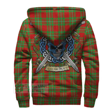 Callander Tartan Sherpa Hoodie with Family Crest Celtic Skull Style