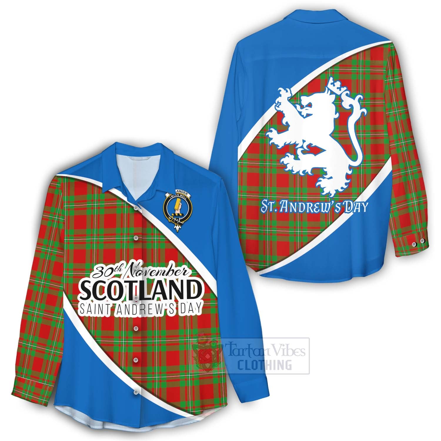 Tartan Vibes Clothing Callander Family Crest Tartan Women's Casual Shirt Celebrate Saint Andrew's Day in Style