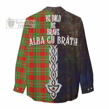 Callander Tartan Family Crest Women's Casual Shirt Alba Gu Brath Be Brave Lion Ancient Style - Tartan Vibes Clothing