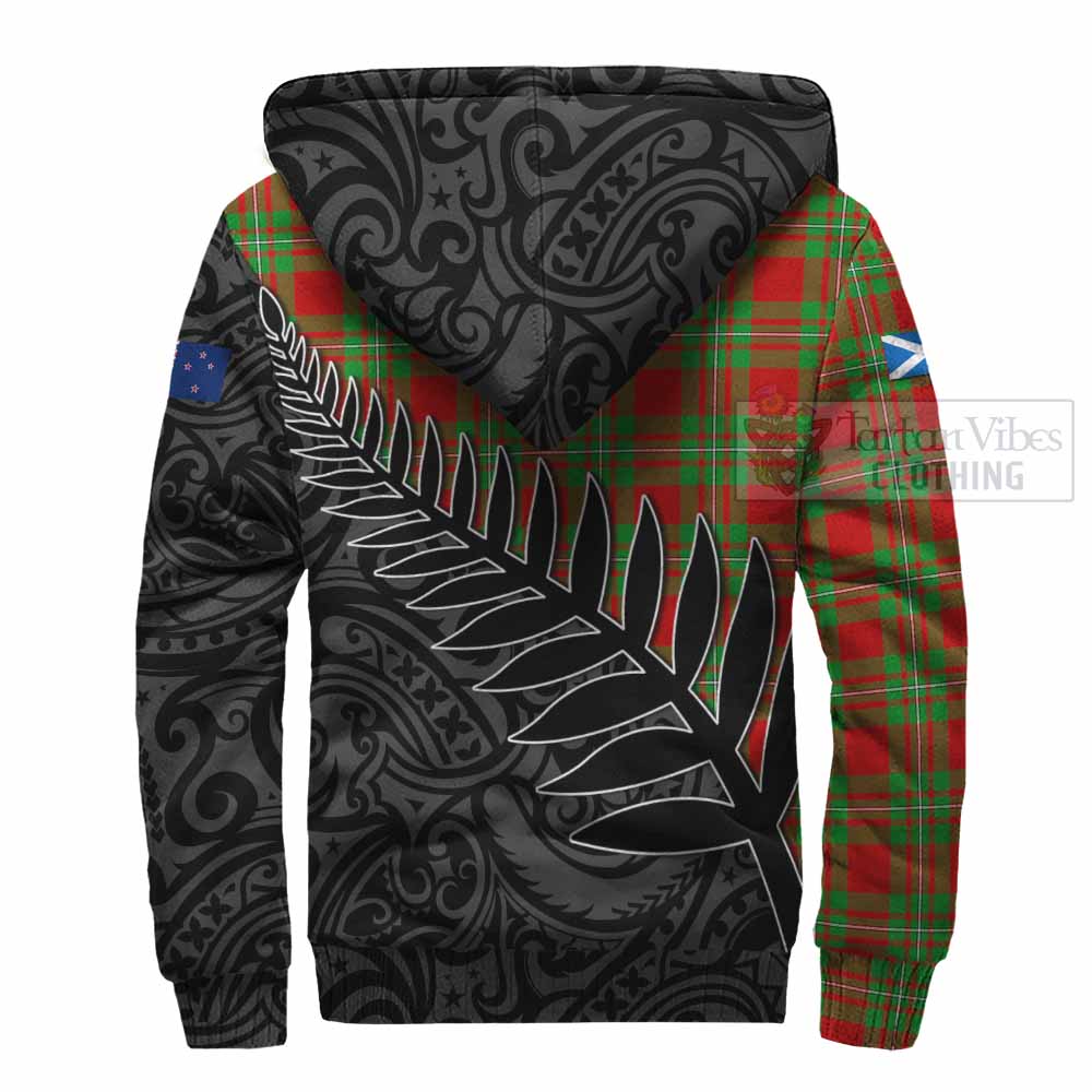 Tartan Vibes Clothing Callander Crest Tartan Sherpa Hoodie with New Zealand Silver Fern Half Style