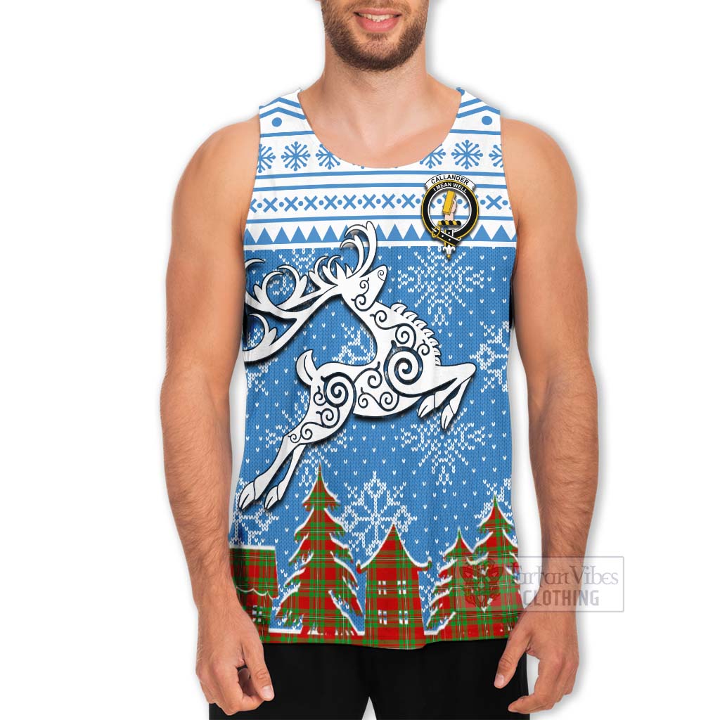 Tartan Vibes Clothing Callander Clan Christmas Men's Tank Top Celtic Reindeer Style