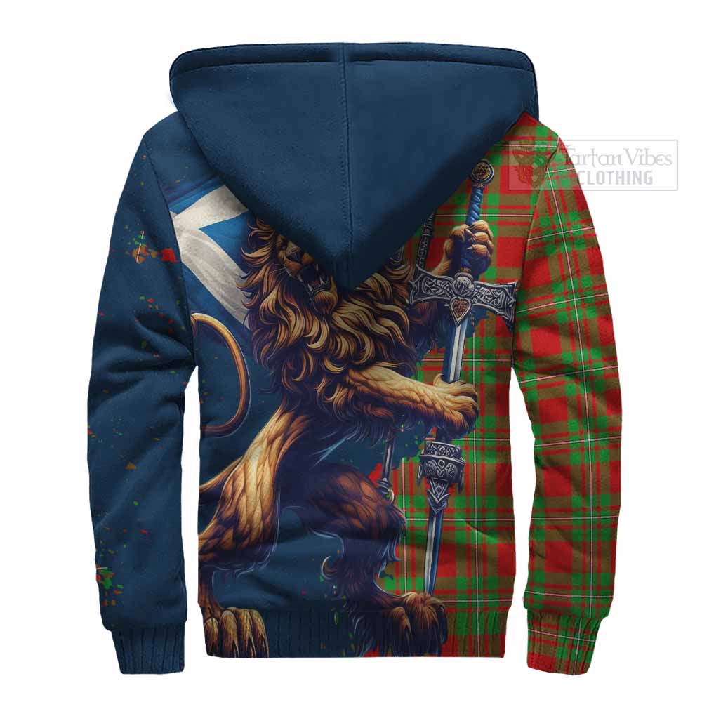 Tartan Vibes Clothing Callander Tartan Family Crest Sherpa Hoodie with Scottish Majestic Lion