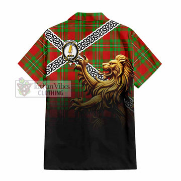 Callander Crest Tartan Hawaiian Shirt with Golden Lion Emblem Celtic Style - Tartan Vibes Clothing