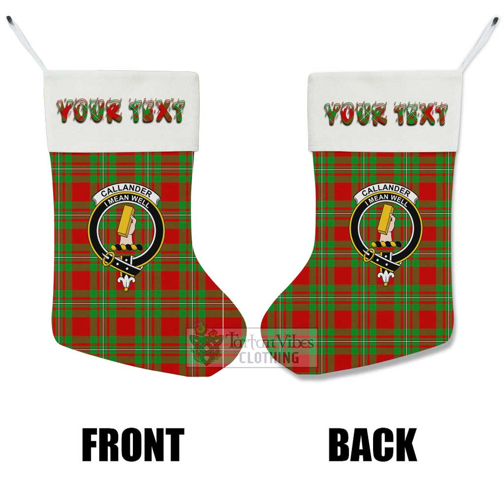 Tartan Vibes Clothing Callander Tartan Family Crest Christmas Stocking with Personalized Text