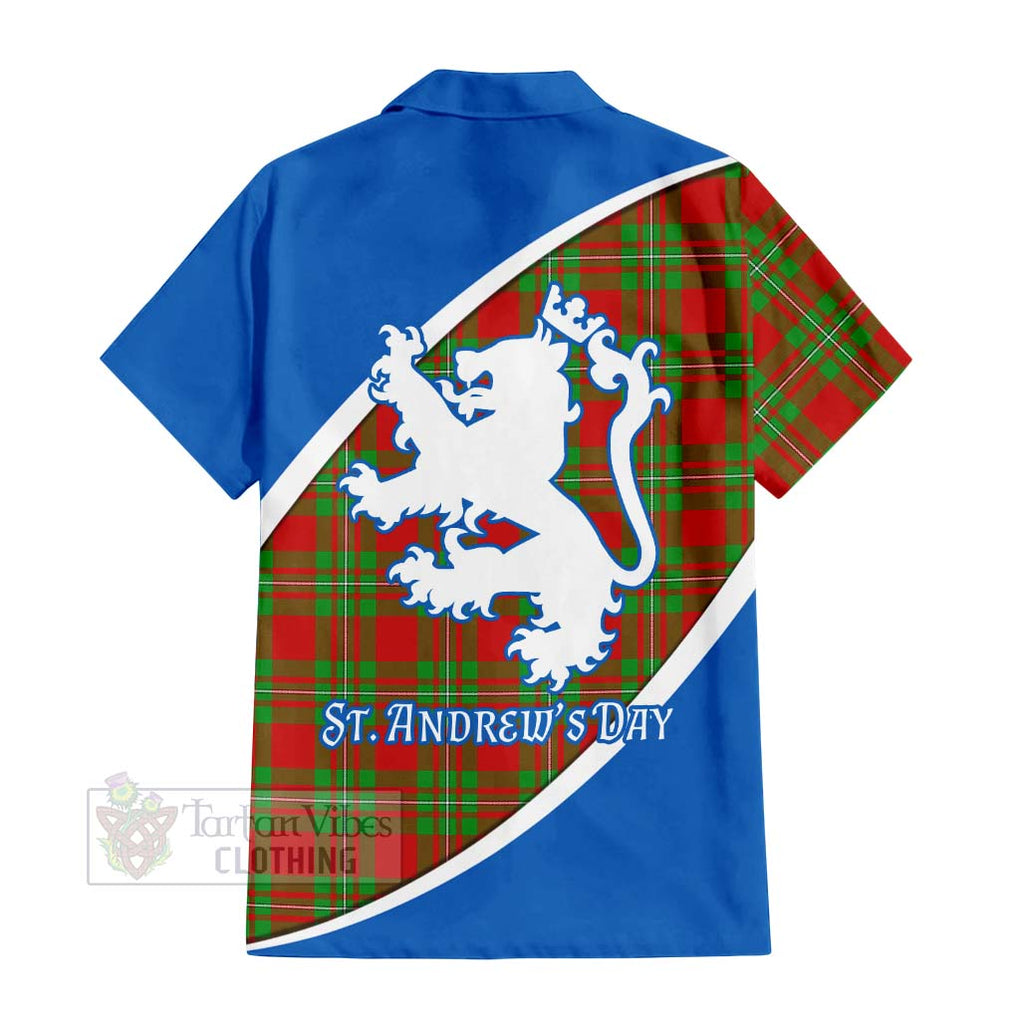 Tartan Vibes Clothing Callander Family Crest Tartan Short Sleeve Button Shirt Celebrate Saint Andrew's Day in Style