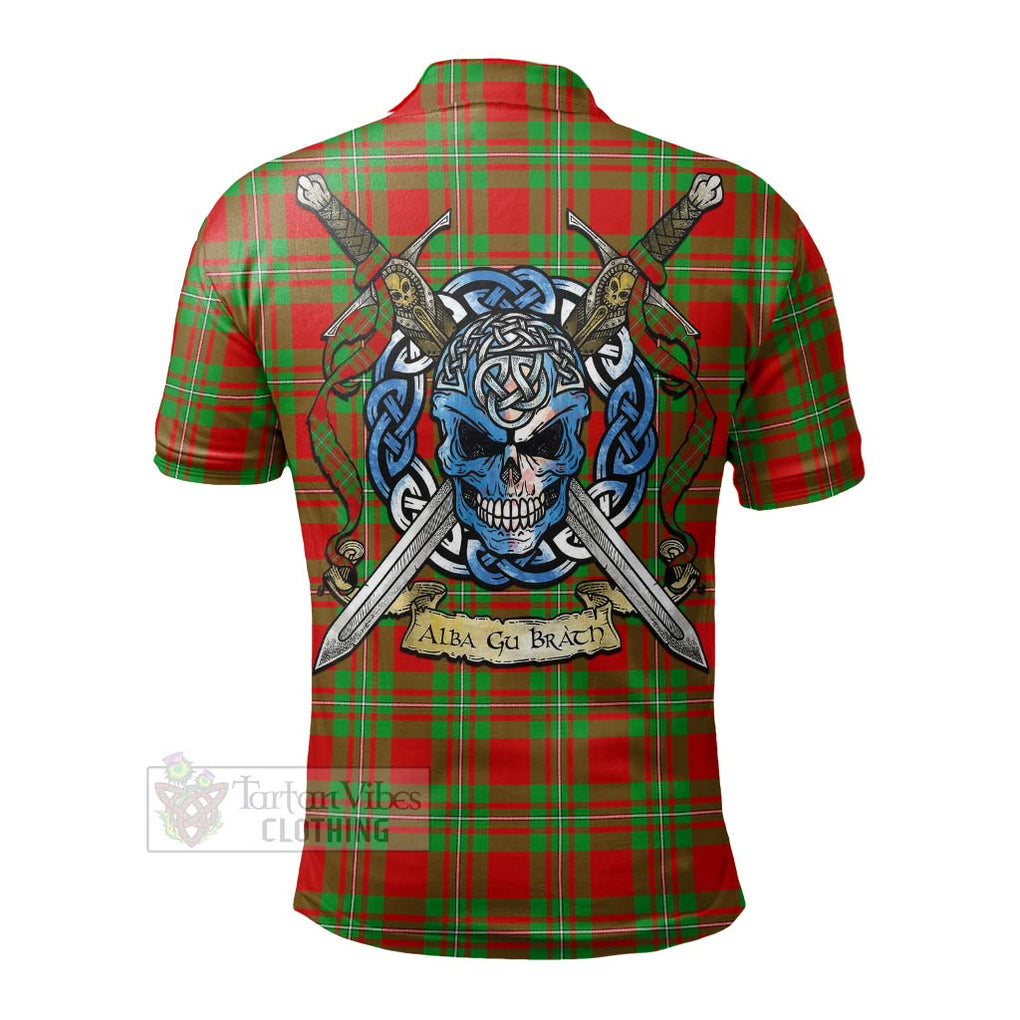 Tartan Vibes Clothing Callander Tartan Polo Shirt with Family Crest Celtic Skull Style