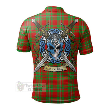 Callander Tartan Polo Shirt with Family Crest Celtic Skull Style