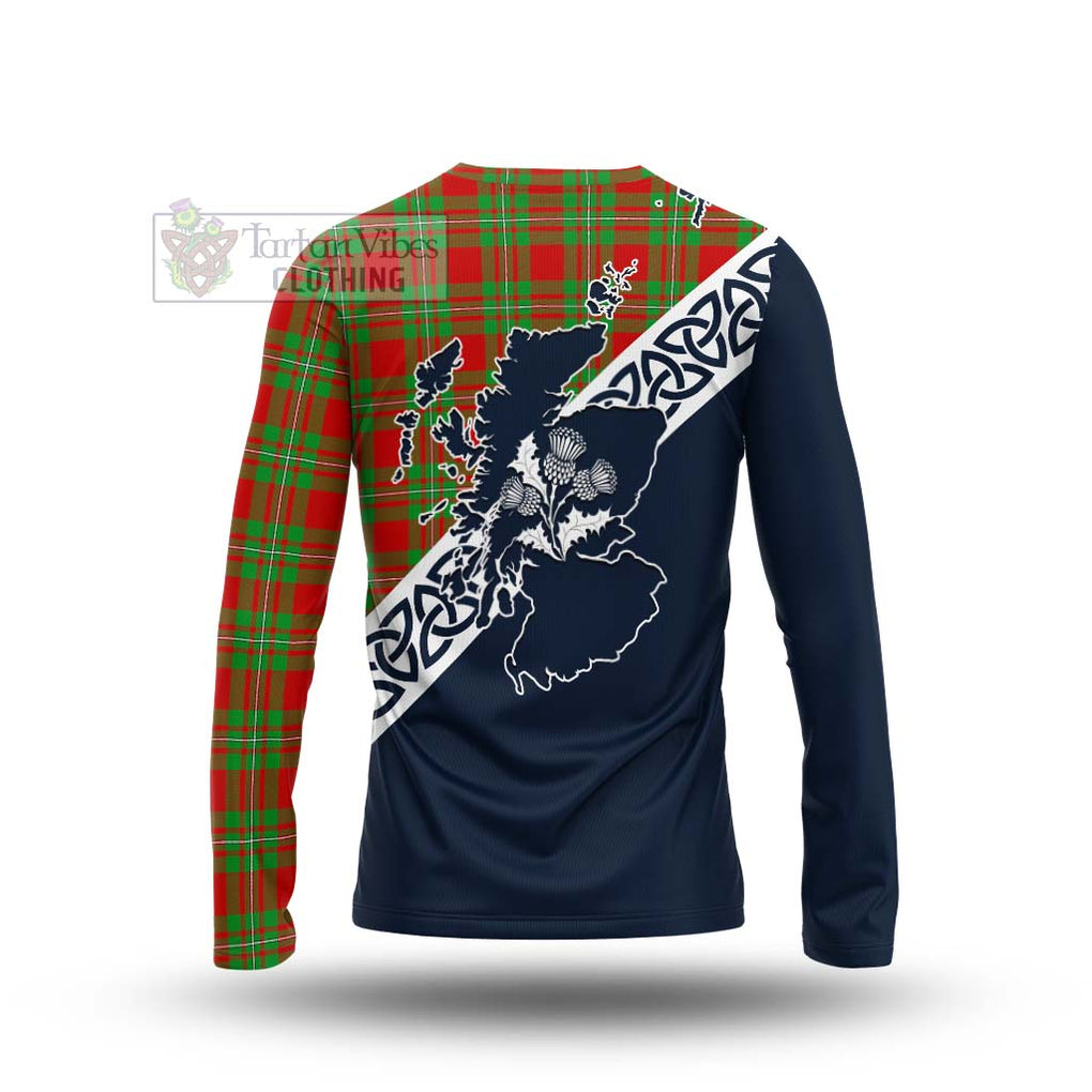 Tartan Vibes Clothing Callander Tartan Long Sleeve T-Shirt Featuring Thistle and Scotland Map