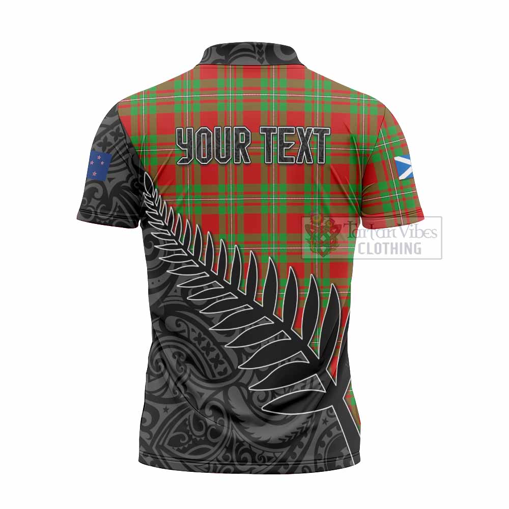 Tartan Vibes Clothing Callander Crest Tartan Zipper Polo Shirt with New Zealand Silver Fern Half Style