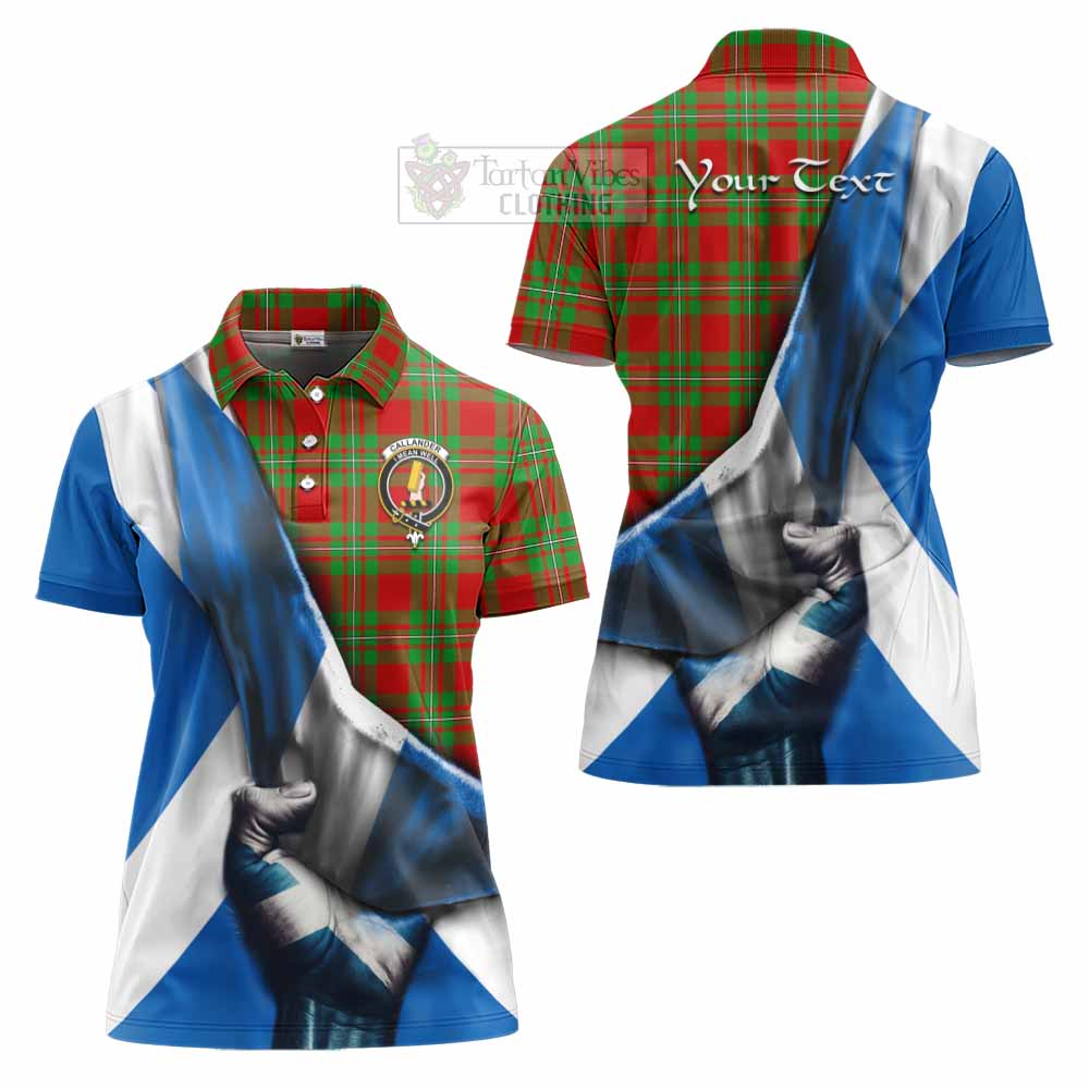 Tartan Vibes Clothing Callander Tartan Women's Polo Shirt with Family Crest Scotland Patriotic Style