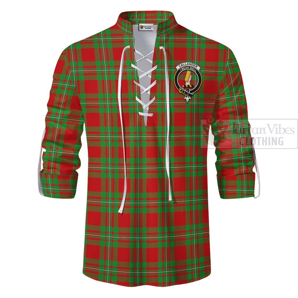 Tartan Vibes Clothing Callander Tartan Ghillie Kilt Shirt with Family Crest Celtic Skull Style