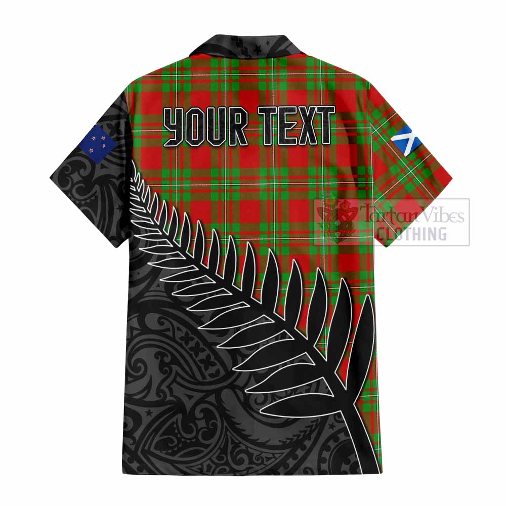 Tartan Vibes Clothing Callander Crest Tartan Short Sleeve Button Shirt with New Zealand Silver Fern Half Style