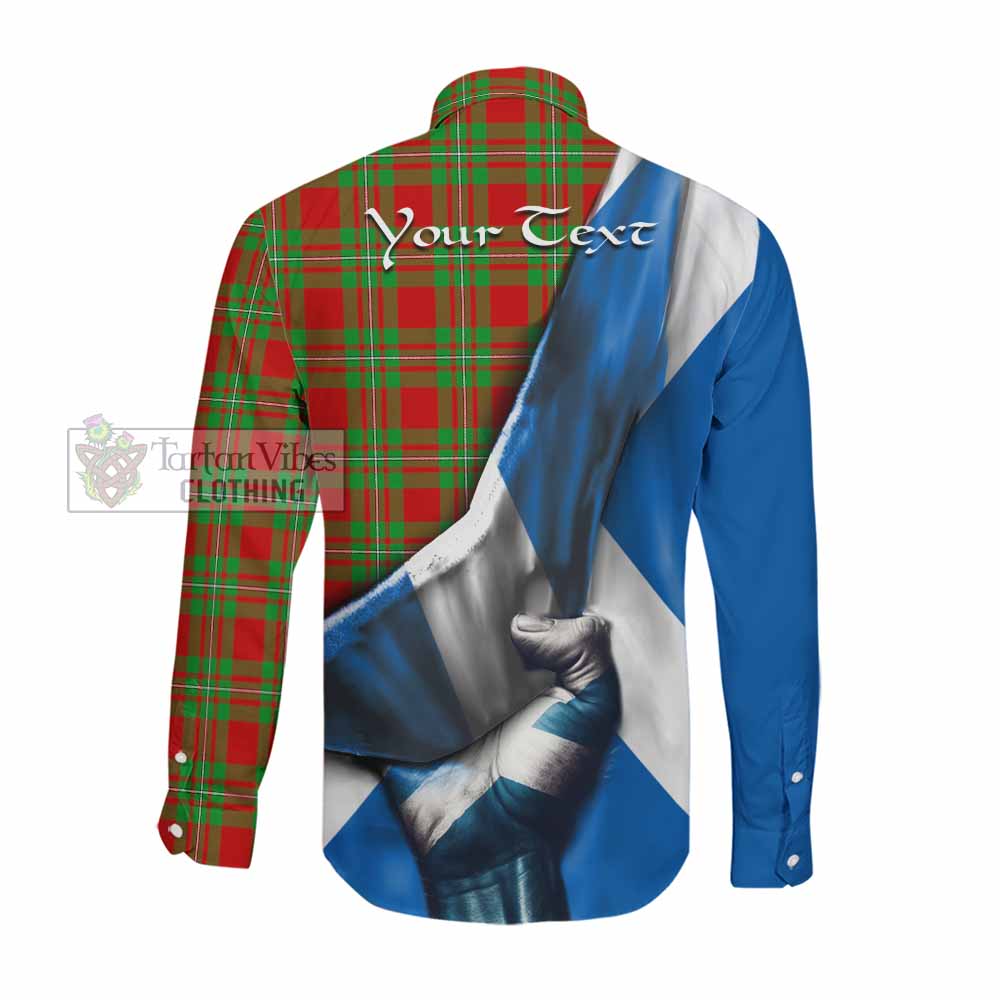 Tartan Vibes Clothing Callander Tartan Long Sleeve Button Shirt with Family Crest Scotland Patriotic Style