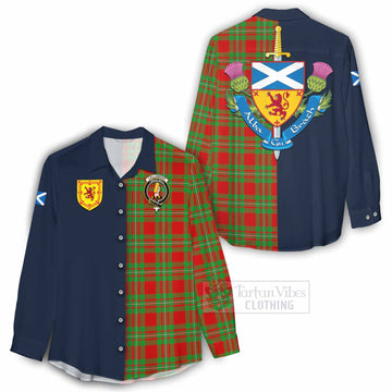 Callander Tartan Women's Casual Shirt Alba with Scottish Lion Royal Arm Half Style