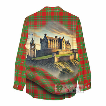 Callander Tartan Family Crest Women's Casual Shirt with Scottish Ancient Castle Style - Tartan Vibes Clothing