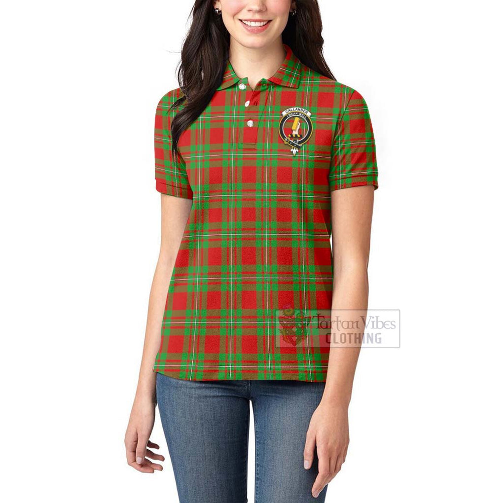 Tartan Vibes Clothing Callander Tartan Women's Polo Shirt with Family Crest Celtic Skull Style