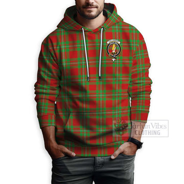 Callander Tartan Hoodie with Family Crest and Bearded Skull Holding Bottles of Whiskey