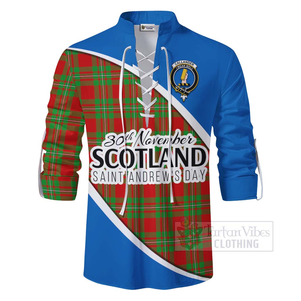 Tartan Vibes Clothing Callander Family Crest Tartan Ghillie Kilt Shirt Celebrate Saint Andrew's Day in Style