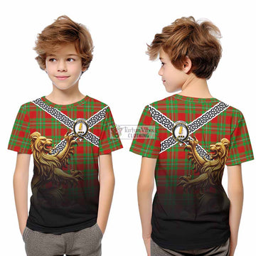 Callander Crest Tartan Kid T-Shirt with Golden Lion Emblem Celtic Style - Tartan Vibes Clothing