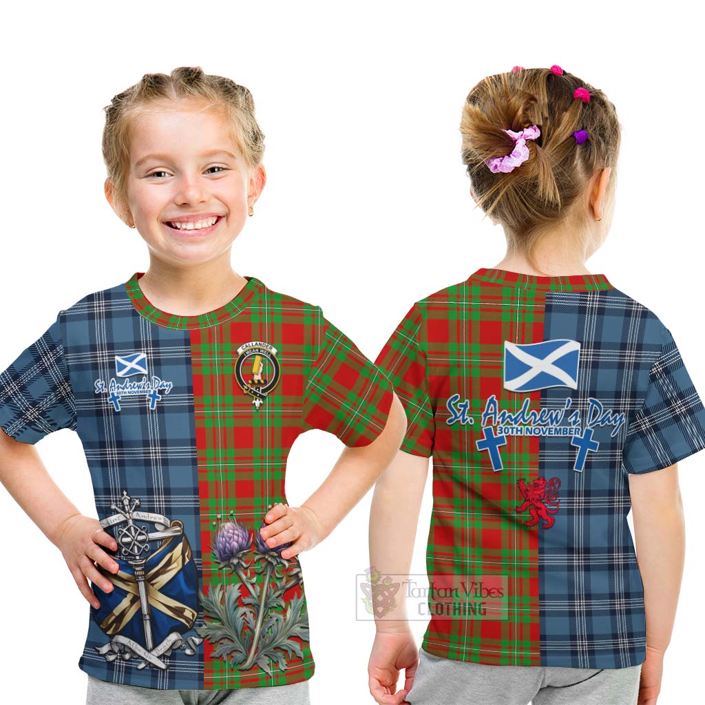 Tartan Vibes Clothing Callander Tartan Kid T-Shirt Happy St. Andrew's Day Half Tartan Style