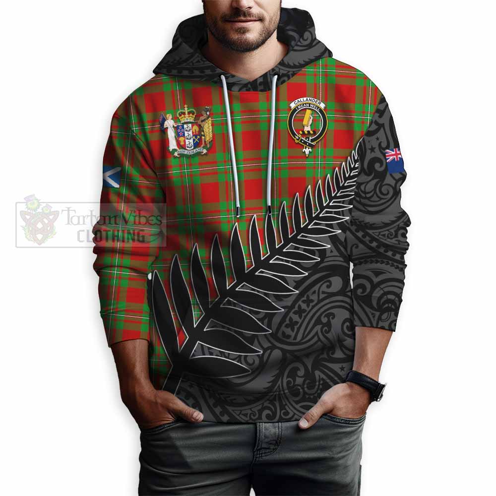 Tartan Vibes Clothing Callander Crest Tartan Hoodie with New Zealand Silver Fern Half Style