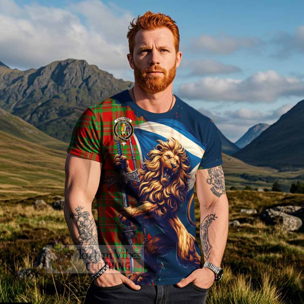 Tartan Vibes Clothing Callander Tartan Family Crest T-Shirt with Scottish Majestic Lion