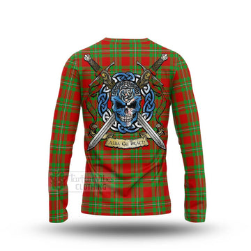 Callander Tartan Long Sleeve T-Shirt with Family Crest Celtic Skull Style