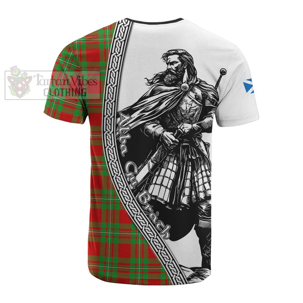 Callander Tartan Clan Crest Cotton T-shirt with Highlander Warrior Celtic Style - Tartan Vibes Clothing