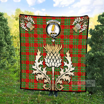 Callander Tartan Quilt with Family Crest and Golden Thistle Style