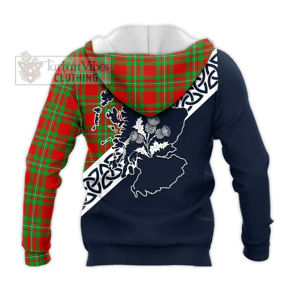 Tartan Vibes Clothing Callander Tartan Knitted Hoodie Featuring Thistle and Scotland Map