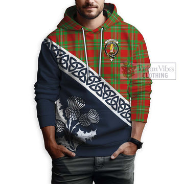 Callander Tartan Hoodie Featuring Thistle and Scotland Map